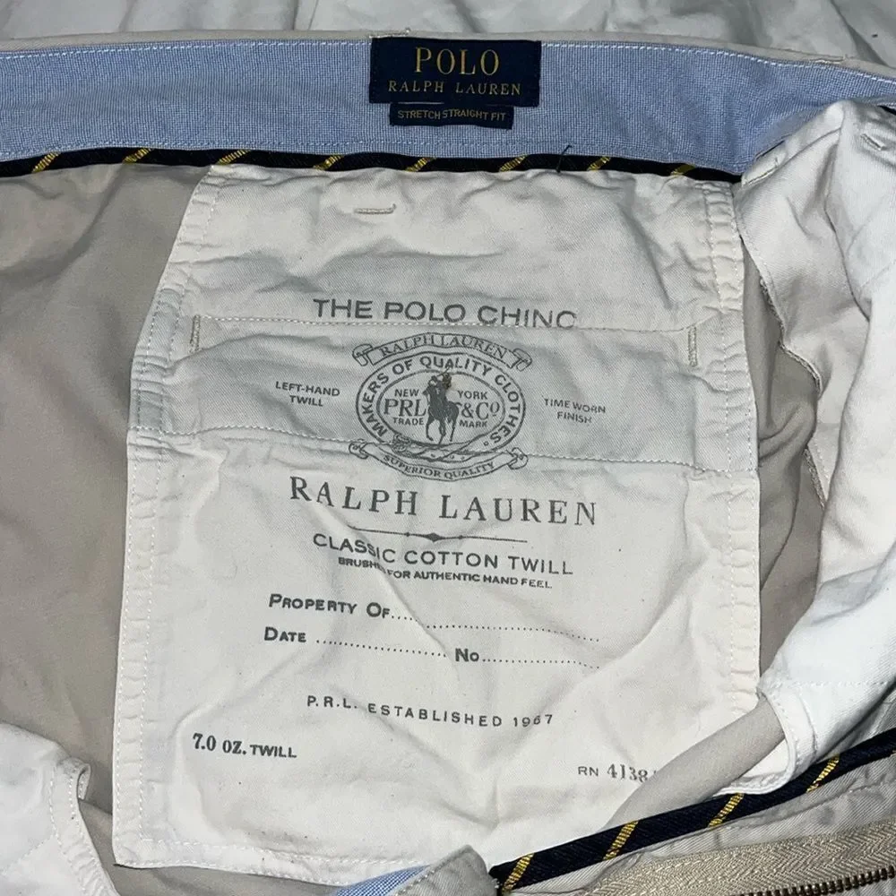 Polo by Ralph Lauren Stretch Straight Chino W/pony on back Pants 40 x 28 short